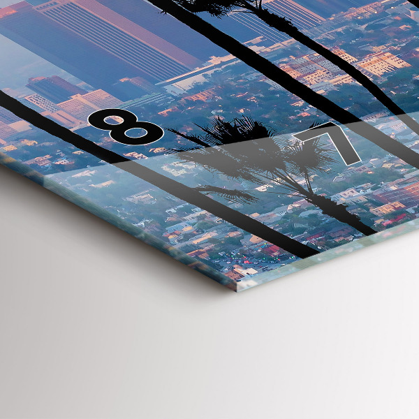 Glass wall clock rectangular Los Angeles Sunset