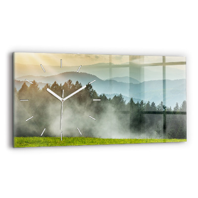 Glass wall clock rectangular Mountain landscape