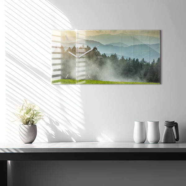 Glass wall clock rectangular Mountain landscape