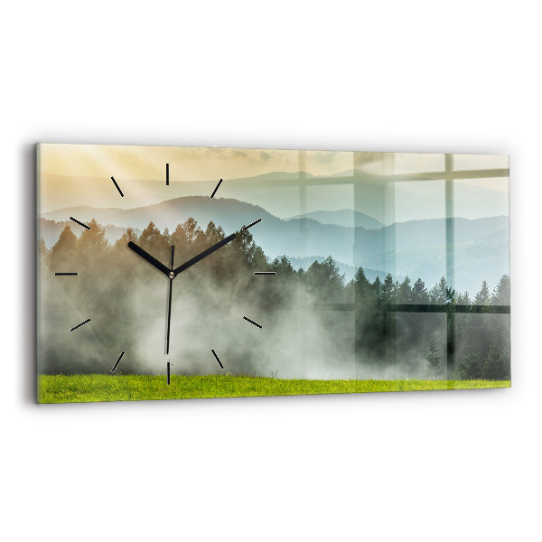 Glass wall clock rectangular Mountain landscape