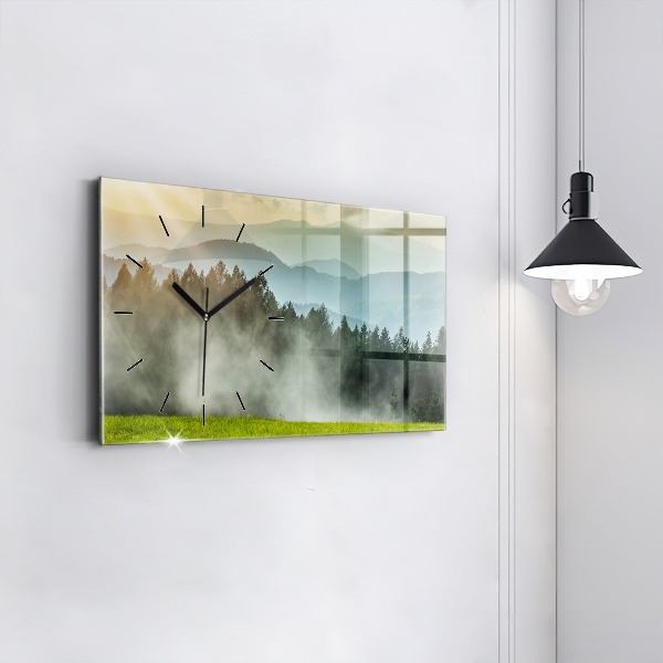 Glass wall clock rectangular Mountain landscape