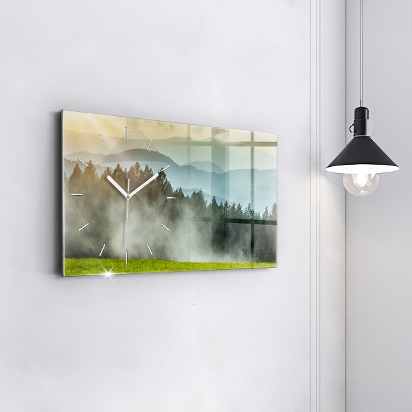 Glass wall clock rectangular Mountain landscape