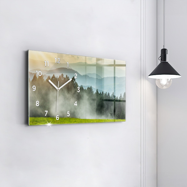 Glass wall clock rectangular Mountain landscape