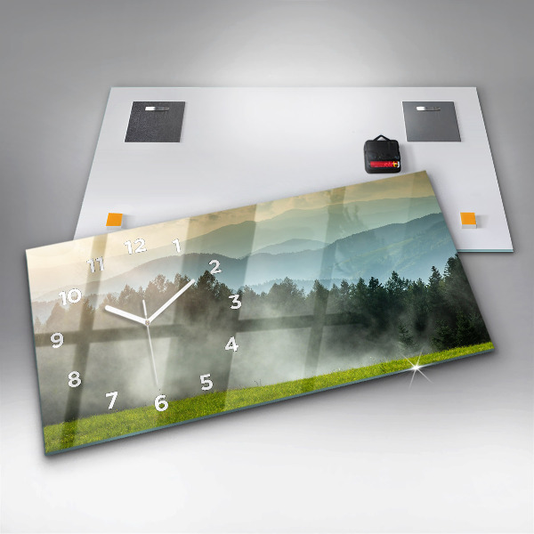 Glass wall clock rectangular Mountain landscape