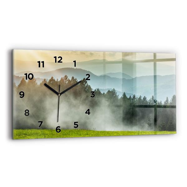 Glass wall clock rectangular Mountain landscape