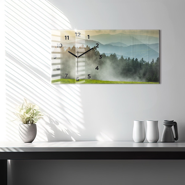 Glass wall clock rectangular Mountain landscape