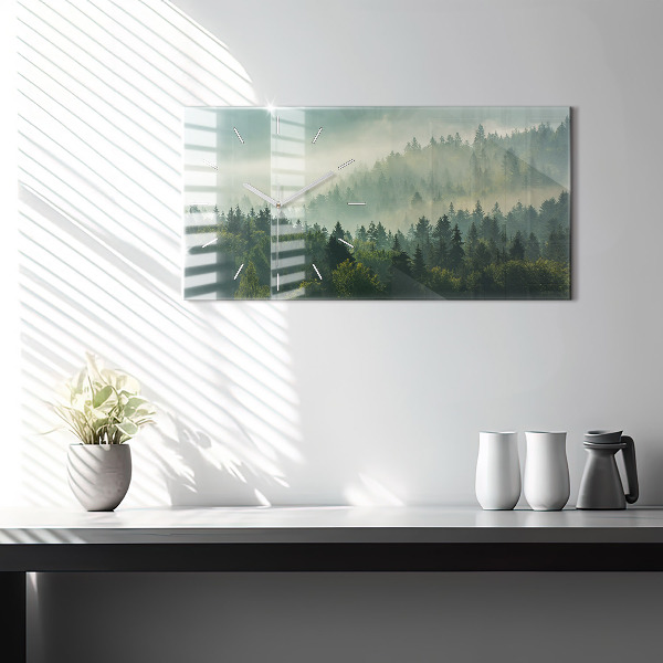 Glass wall clock rectangular Sunrise Beskids