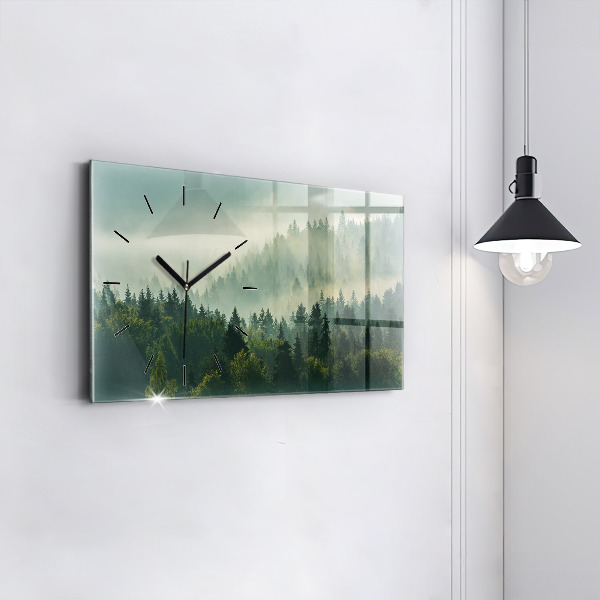Glass wall clock rectangular Sunrise Beskids