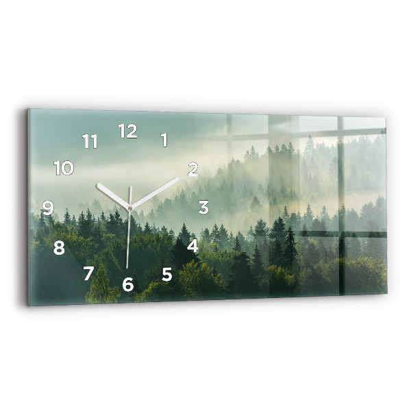 Glass wall clock rectangular Sunrise Beskids