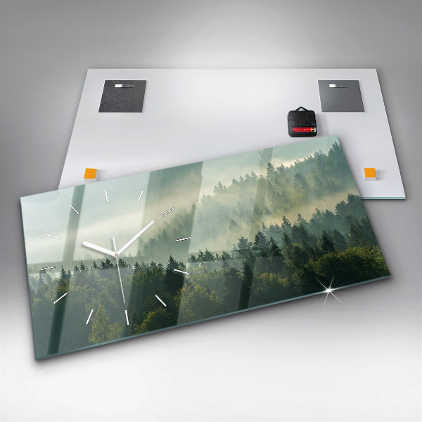 Glass wall clock rectangular Sunrise Beskids