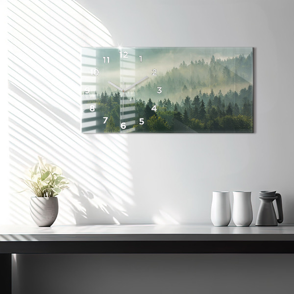 Glass wall clock rectangular Sunrise Beskids