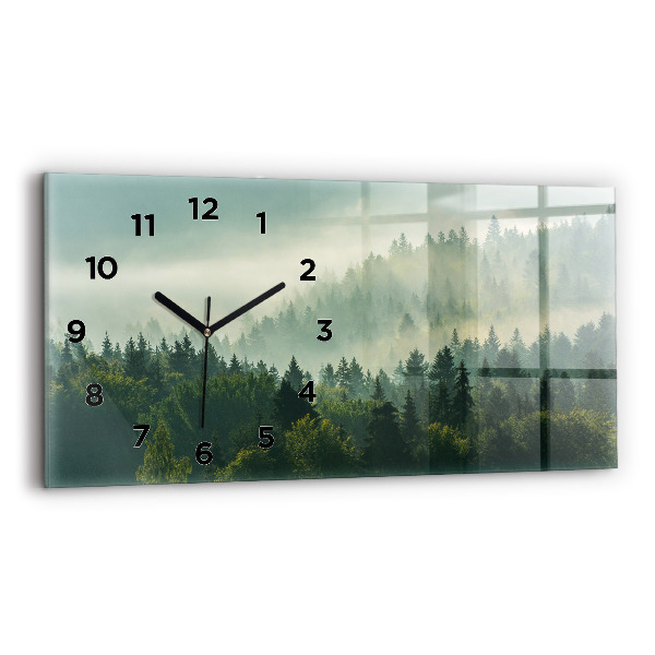 Glass wall clock rectangular Sunrise Beskids