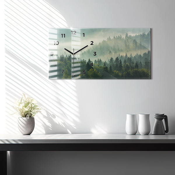 Glass wall clock rectangular Sunrise Beskids