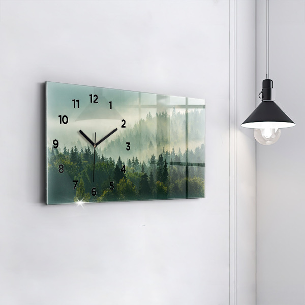 Glass wall clock rectangular Sunrise Beskids