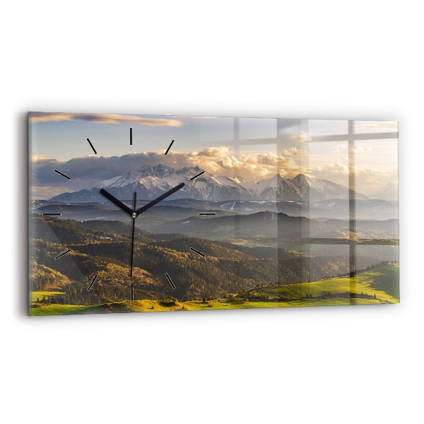 Glass wall clock rectangular Pieniny – Wysoki Wierch