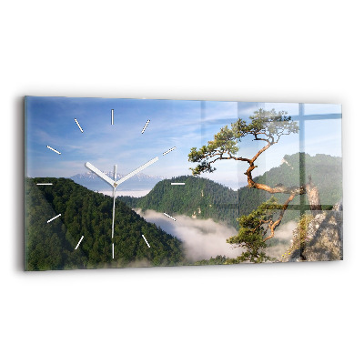 Glass wall clock rectangular Sokolica Peak in the Pieniny Mountains