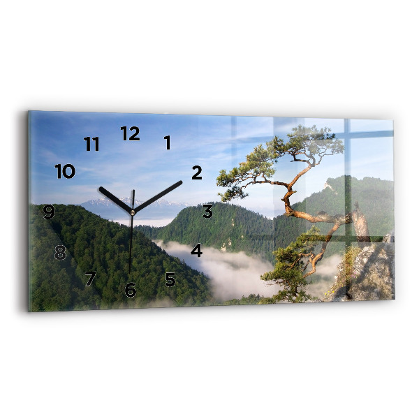 Glass wall clock rectangular Sokolica Peak in the Pieniny Mountains