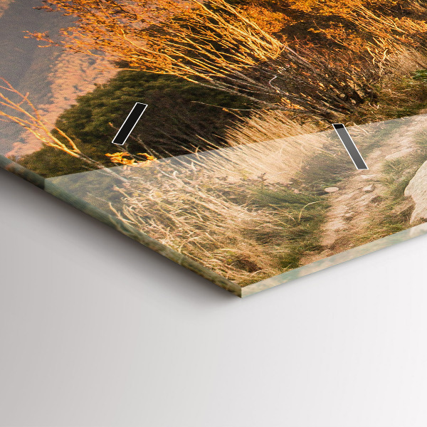 Glass wall clock rectangular Bieszczady Mountains