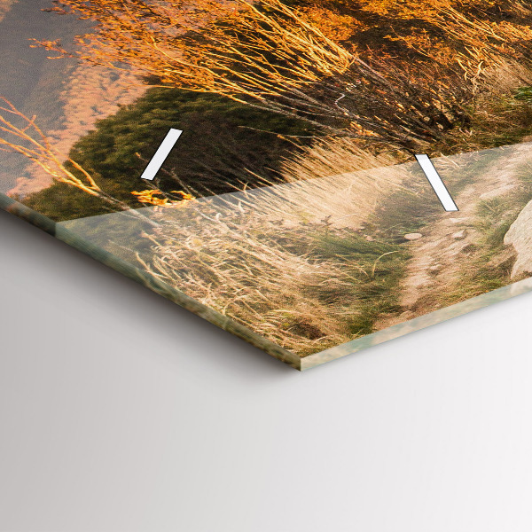 Glass wall clock rectangular Bieszczady Mountains
