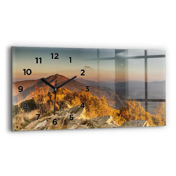 Glass wall clock rectangular Bieszczady Mountains