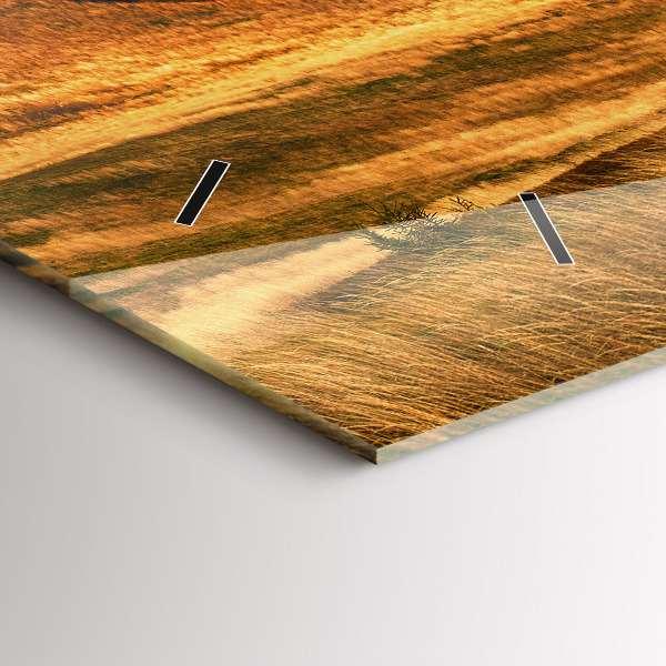 Glass wall clock rectangular Mountain landscape in autumn
