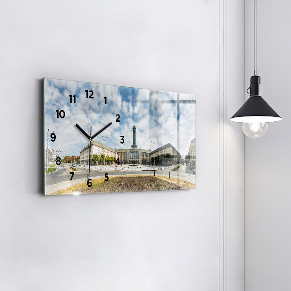 Glass wall clock rectangular Panorama of the city of Ostrava