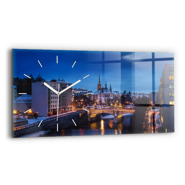 Glass wall clock rectangular Panorama of the city of Pilsen