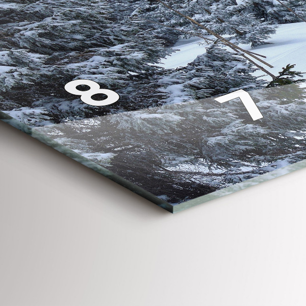 Glass wall clock rectangular Czech Giant Mountains in winter