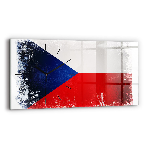 Glass wall clock rectangular Czech flag
