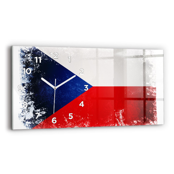 Glass wall clock rectangular Czech flag