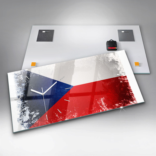 Glass wall clock rectangular Czech flag