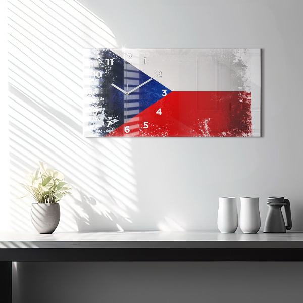 Glass wall clock rectangular Czech flag
