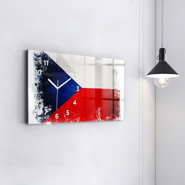 Glass wall clock rectangular Czech flag