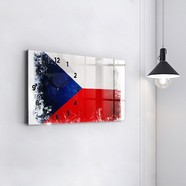 Glass wall clock rectangular Czech flag