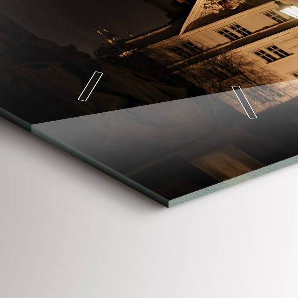 Glass wall clock rectangular Charles Bridge in Prague