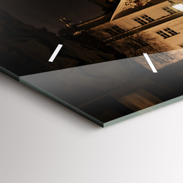 Glass wall clock rectangular Charles Bridge in Prague