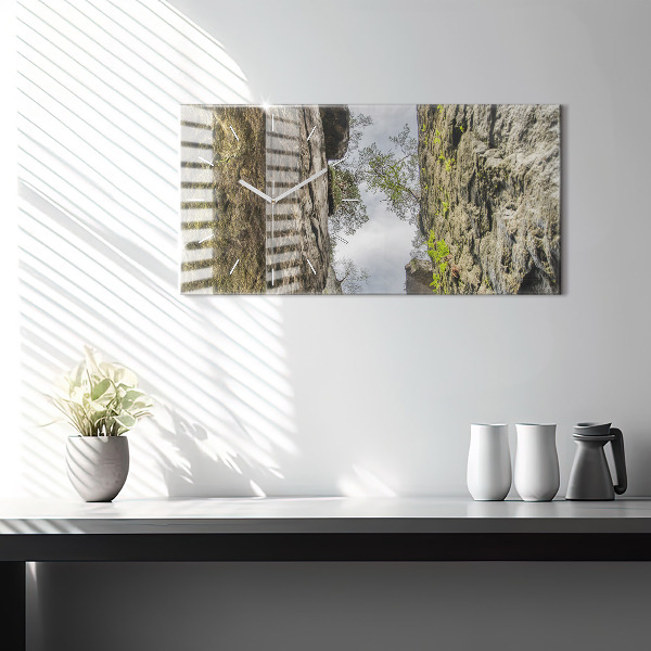 Glass wall clock rectangular Rock city in the Czech Republic