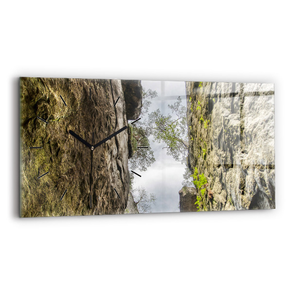 Glass wall clock rectangular Rock city in the Czech Republic