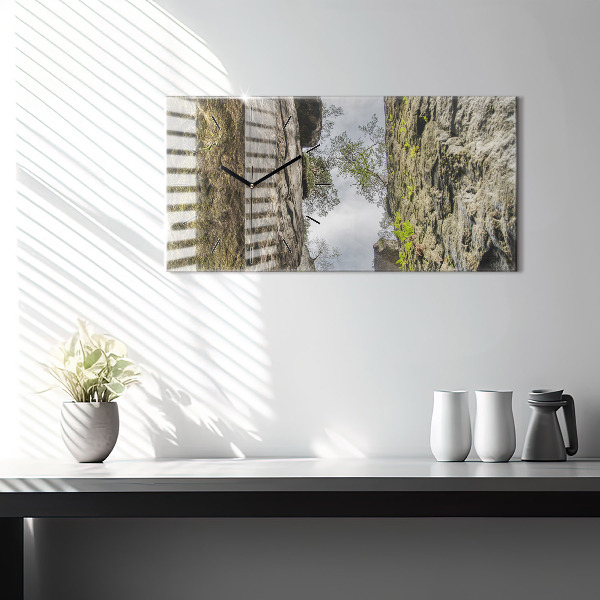 Glass wall clock rectangular Rock city in the Czech Republic