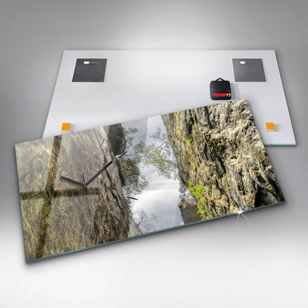 Glass wall clock rectangular Rock city in the Czech Republic