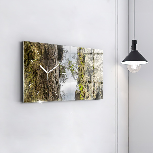 Glass wall clock rectangular Rock city in the Czech Republic