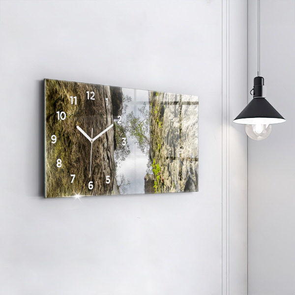 Glass wall clock rectangular Rock city in the Czech Republic