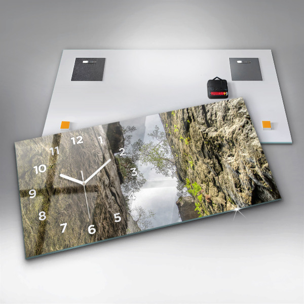 Glass wall clock rectangular Rock city in the Czech Republic