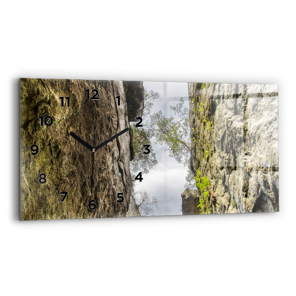 Glass wall clock rectangular Rock city in the Czech Republic