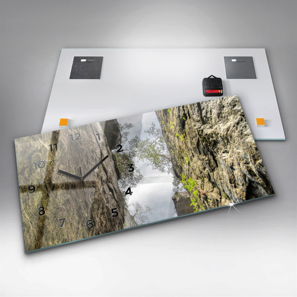 Glass wall clock rectangular Rock city in the Czech Republic