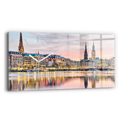 Glass wall clock rectangular Alster in Hamburg