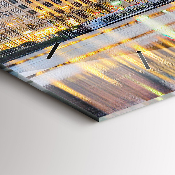 Glass wall clock rectangular Alster in Hamburg
