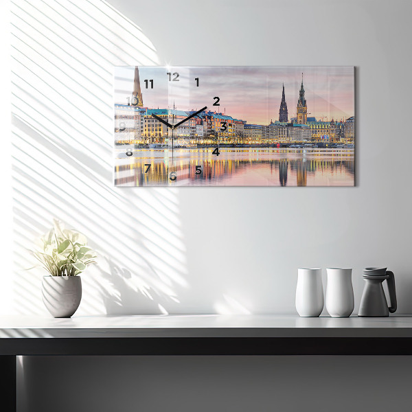 Glass wall clock rectangular Alster in Hamburg
