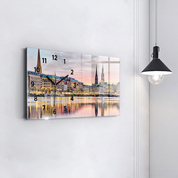Glass wall clock rectangular Alster in Hamburg