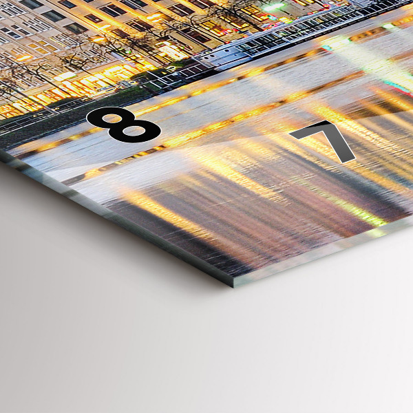 Glass wall clock rectangular Alster in Hamburg